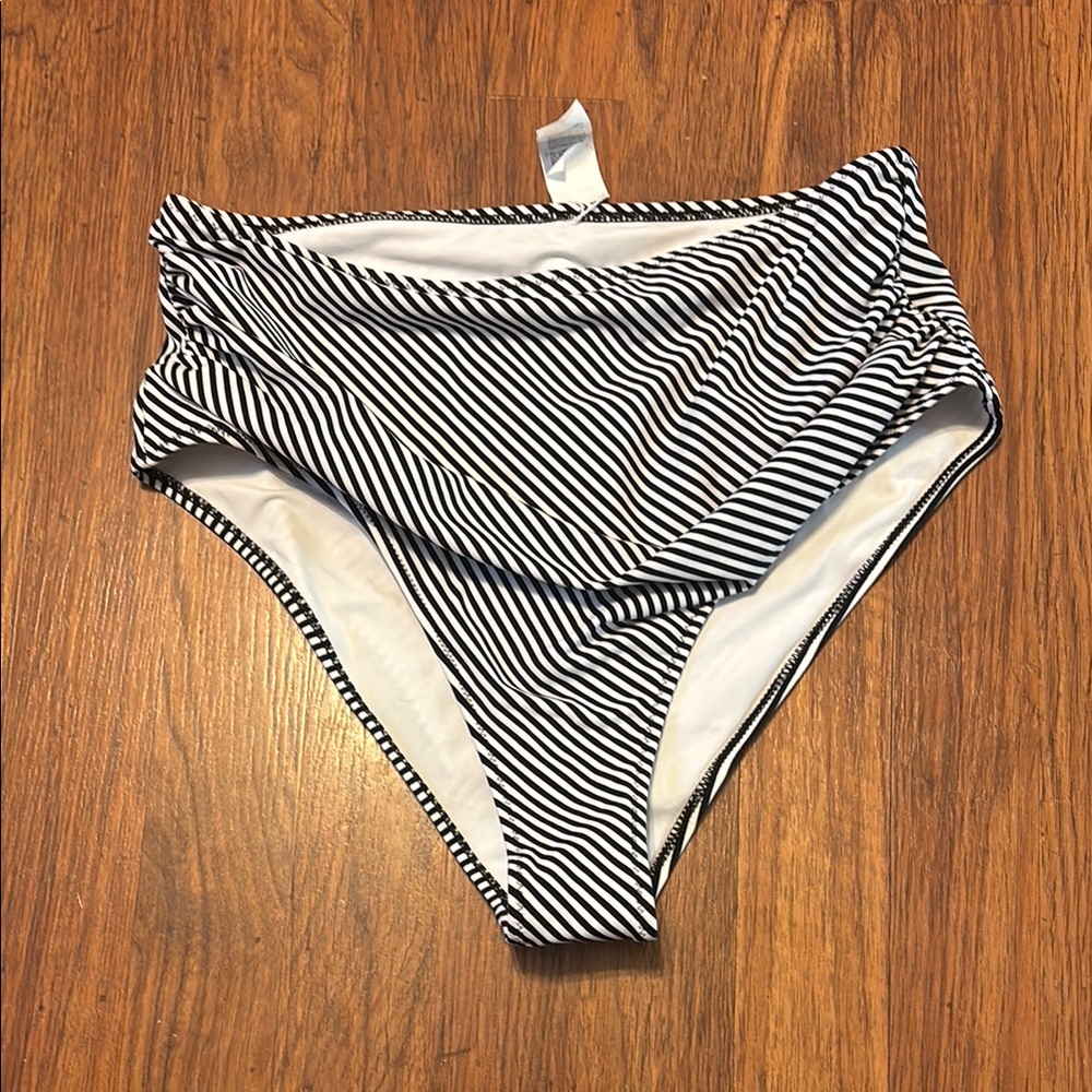 NWT cupshe Striped High-Waisted Bikini Bottom